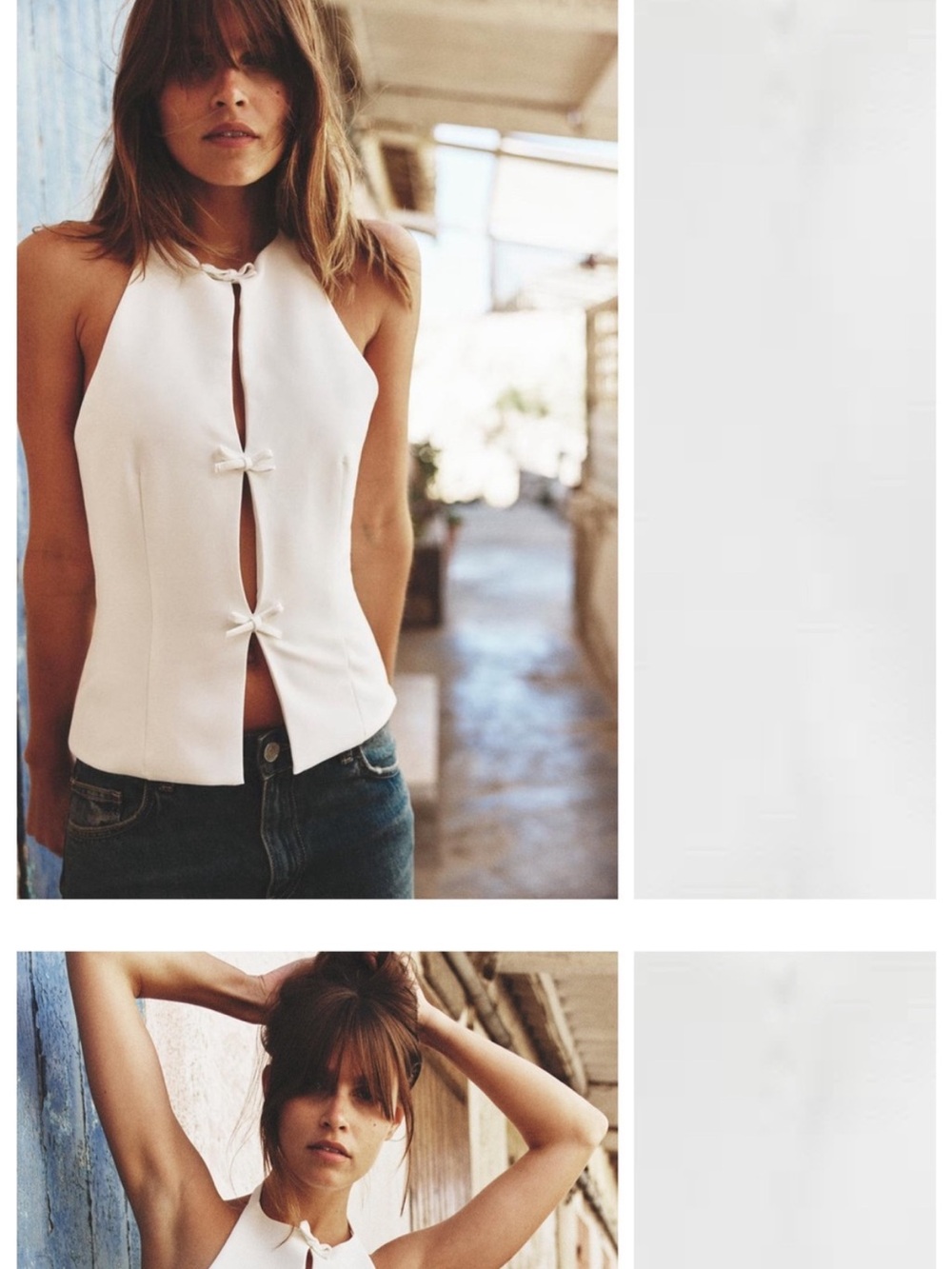 Zara white tank with bows fully lined XS